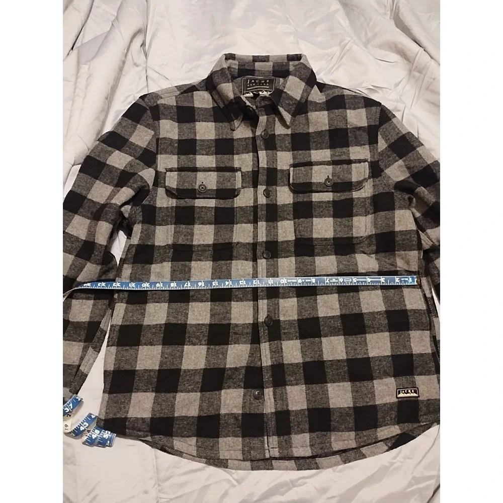Jachs Wool Blend Flannel Quilted Shirt Jacket Plaid Mens L Shacket Cowboy Warm